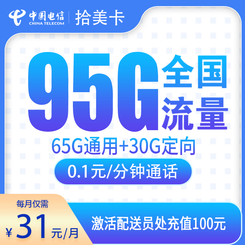 电信拾美卡31元95G【只发辽宁铁岭】