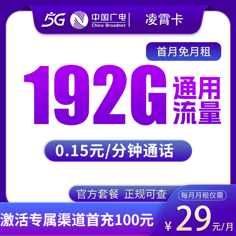 G5广电凌霄卡29元192G【发全国】